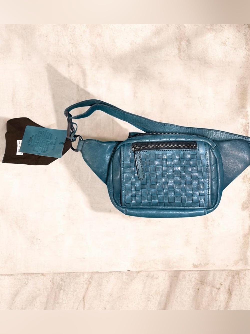 Vilenca Holland teal/grey leather belt bag - Unisex / New